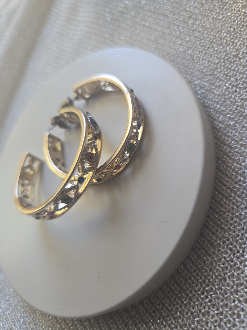 Gold-Tone Crystal Accent Hoop Earrings - Pink & Clear